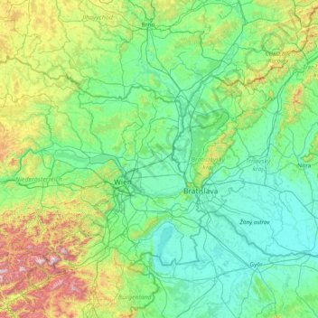 Topografische Karte Gänserndorf, Höhe, Relief