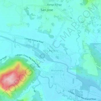 Topografische Karte Villa Aglipay, Höhe, Relief