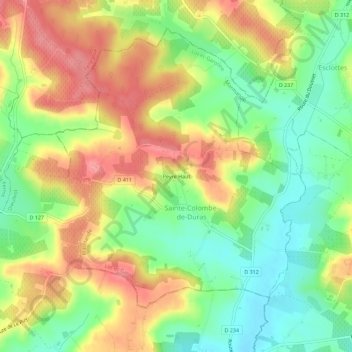 Topografische Karte Peyre Haut, Höhe, Relief