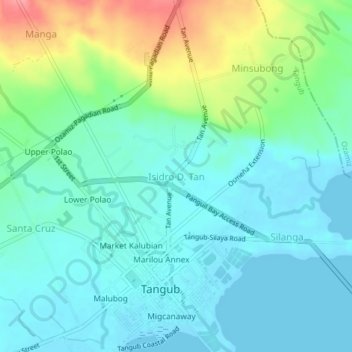 Topografische Karte Isidro D. Tan, Höhe, Relief