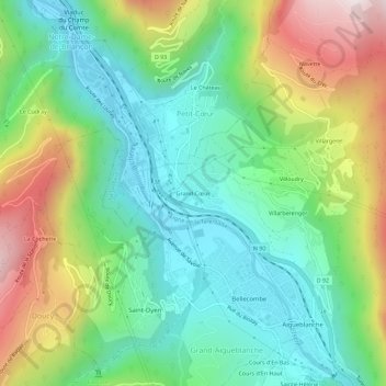 Topografische Karte Grand-Cœur, Höhe, Relief