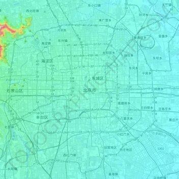 Topografische Karte Beijing, Höhe, Relief