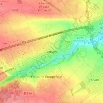 Topografische Karte Verson, Höhe, Relief