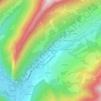 Topografische Karte Le Collège, Höhe, Relief