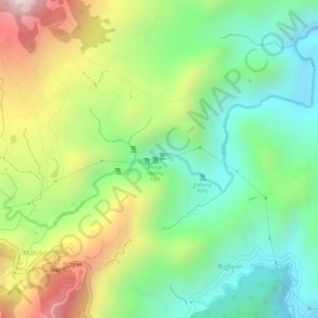 Topografische Karte Malingin Falls, Höhe, Relief