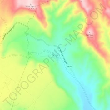 Topografische Karte Dendil, Höhe, Relief