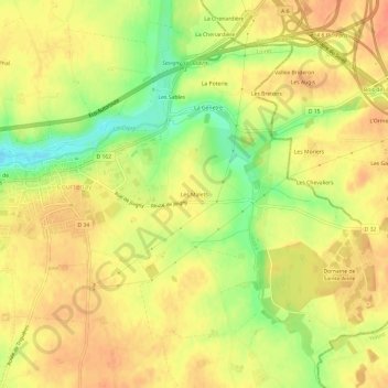 Topografische Karte Les Malets, Höhe, Relief