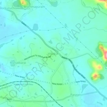 Topografische Karte Villukuri, Höhe, Relief