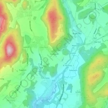 Topografische Karte Pörlinghof, Höhe, Relief
