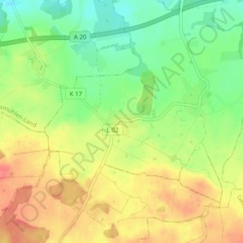 Topografische Karte Hanshagen, Höhe, Relief