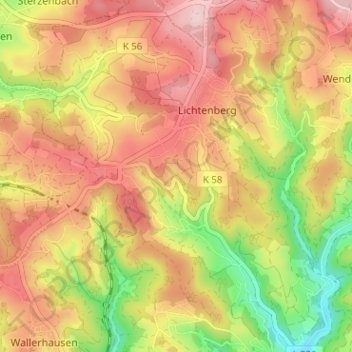 Topografische Karte Frankenthal, Höhe, Relief