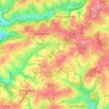 Topografische Karte Feld, Höhe, Relief