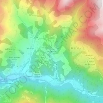 Topografische Karte Haut Rioclar, Höhe, Relief