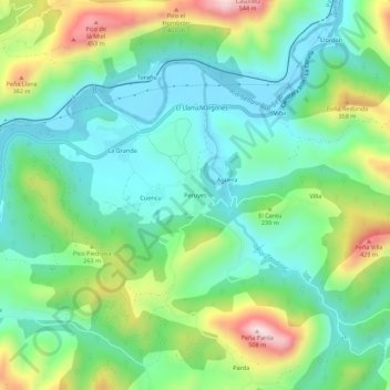 Topografische Karte Peruyes, Höhe, Relief