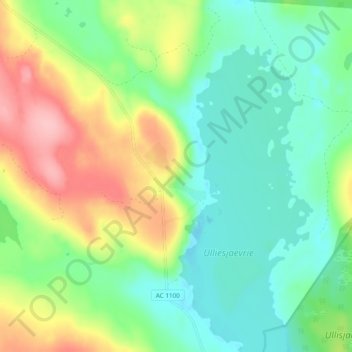 Topografische Karte Ullisjaur, Höhe, Relief