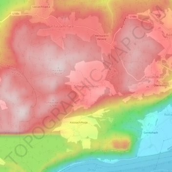 Topografische Karte Schwarz, Höhe, Relief