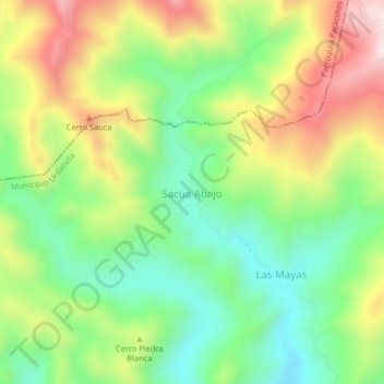 Topografische Karte Sacua Abajo, Höhe, Relief