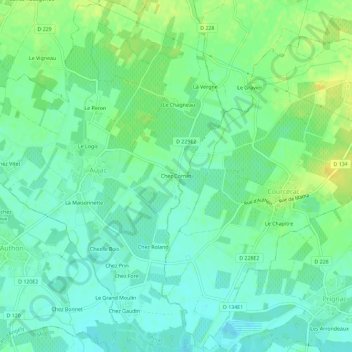 Topografische Karte Chez Cornet, Höhe, Relief