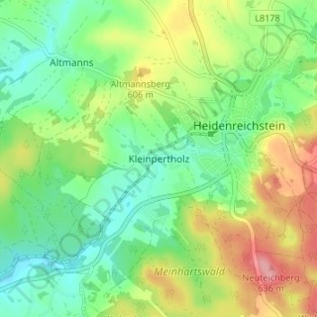Topografische Karte Kleinpertholz, Höhe, Relief