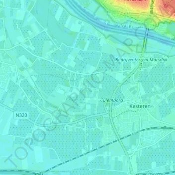 Topografische Karte Lede en Oudewaard, Höhe, Relief