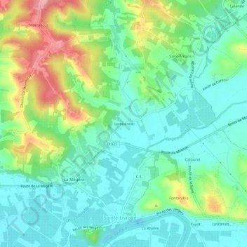Topografische Karte Lembenne, Höhe, Relief