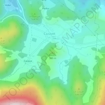 Topografische Karte Bouch, Höhe, Relief