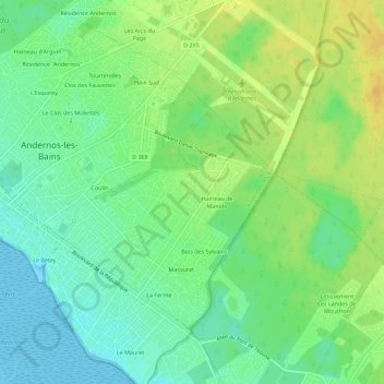 Topografische Karte Les Bruyères, Höhe, Relief