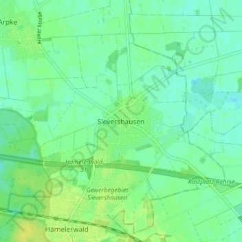 Topografische Karte Sievershausen, Höhe, Relief