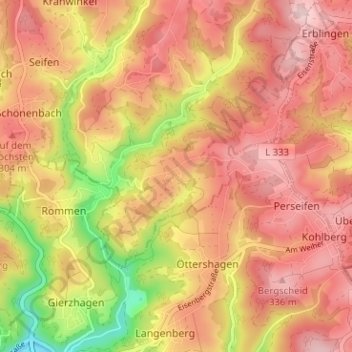 Topografische Karte Helzen, Höhe, Relief