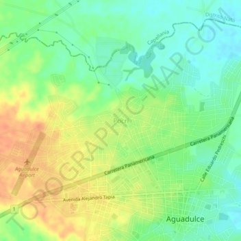 Topografische Karte Pocrí, Höhe, Relief