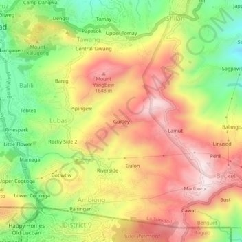 Topografische Karte Guitley, Höhe, Relief