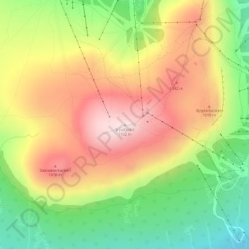 Topografische Karte Trysilfjellet, Höhe, Relief