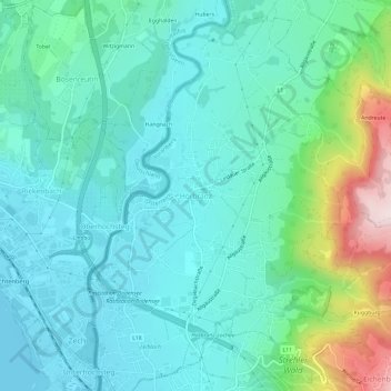 Topografische Karte Hörbranz, Höhe, Relief