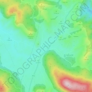 Topografische Karte Kosanica, Höhe, Relief