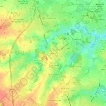 Topografische Karte Curette, Höhe, Relief