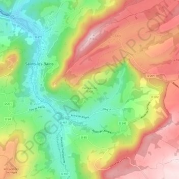 Topografische Karte Hameau de Baud, Höhe, Relief