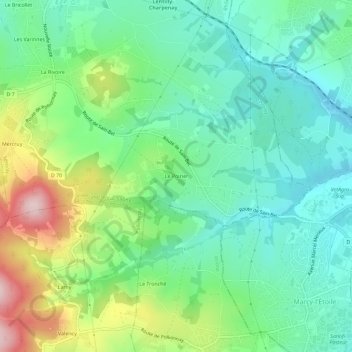 Topografische Karte Le Poirier, Höhe, Relief