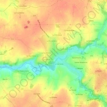 Topografische Karte Les Ajonnets, Höhe, Relief