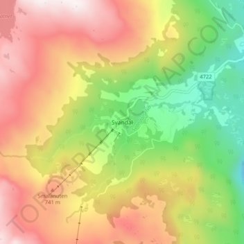 Topografische Karte Svandal, Höhe, Relief