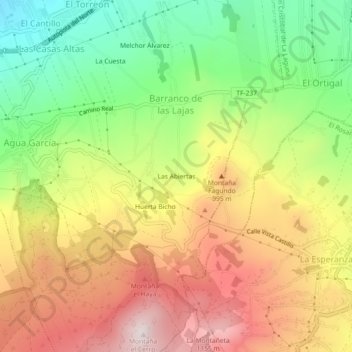 Topografische Karte Las Abiertas, Höhe, Relief