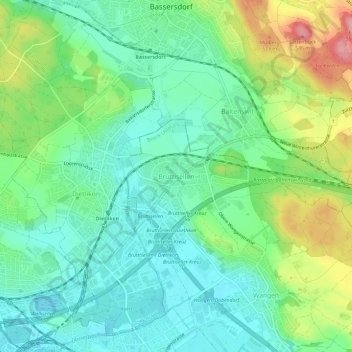 Topografische Karte Brüttisellen, Höhe, Relief