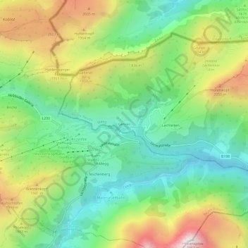 Topografische Karte Gehren, Höhe, Relief