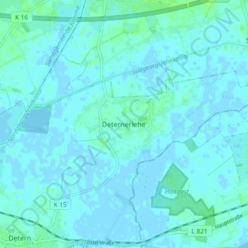 Topografische Karte Deternerlehe, Höhe, Relief