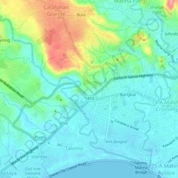Topografische Karte Talomo District, Höhe, Relief
