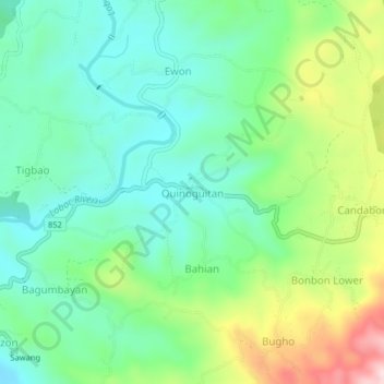 Topografische Karte Quinoguitan, Höhe, Relief