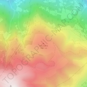 Topografische Karte L'Aussère, Höhe, Relief