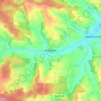 Topografische Karte Hofdorf, Höhe, Relief