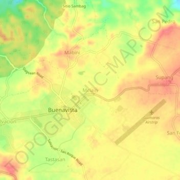 Topografische Karte Mclain, Höhe, Relief