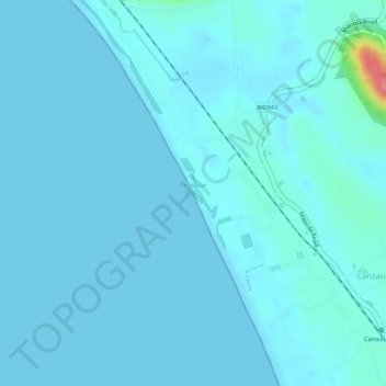 Topografische Karte Velsao Beach, Höhe, Relief