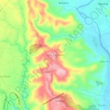 Topografische Karte New Carmen, Höhe, Relief